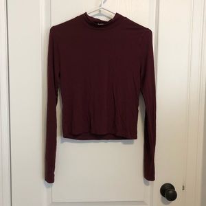 Maroon Cropped Mockneck